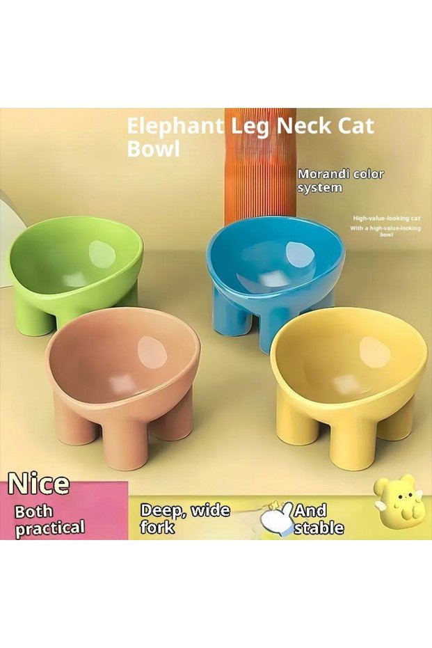 Elevated Cat Bowl with Stand - Durable Plastic Pet Food & Water Dish, Stylish and Modern Neck-Friendly Feeder for Cats and Dogs