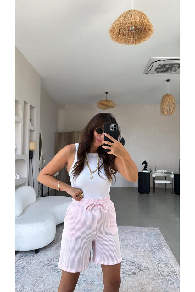 Pink Striped Shorts