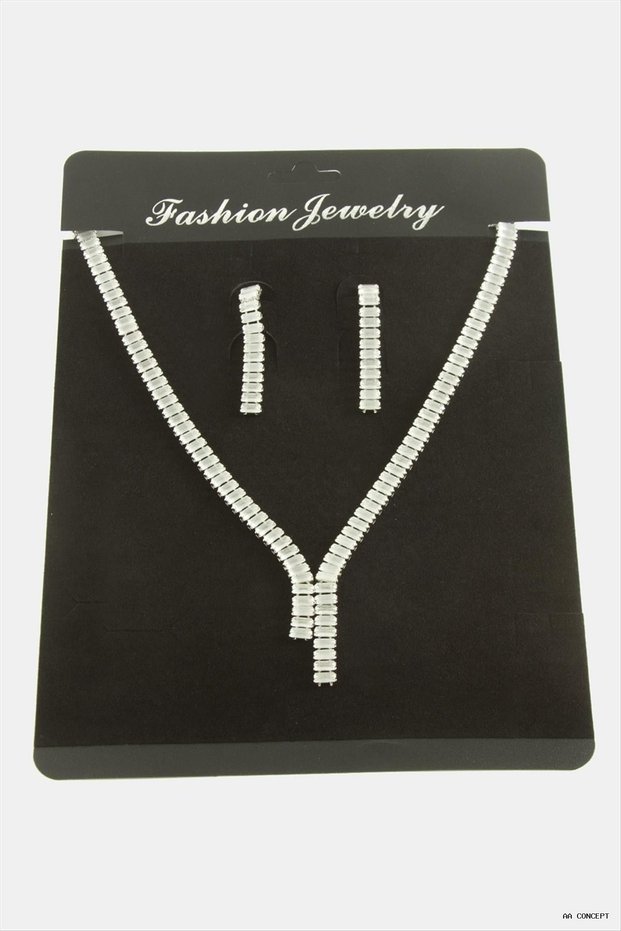 Concepta Tur Baget Zircon Stone Luxury Set Necklace 7 mm (10548) Silver Color