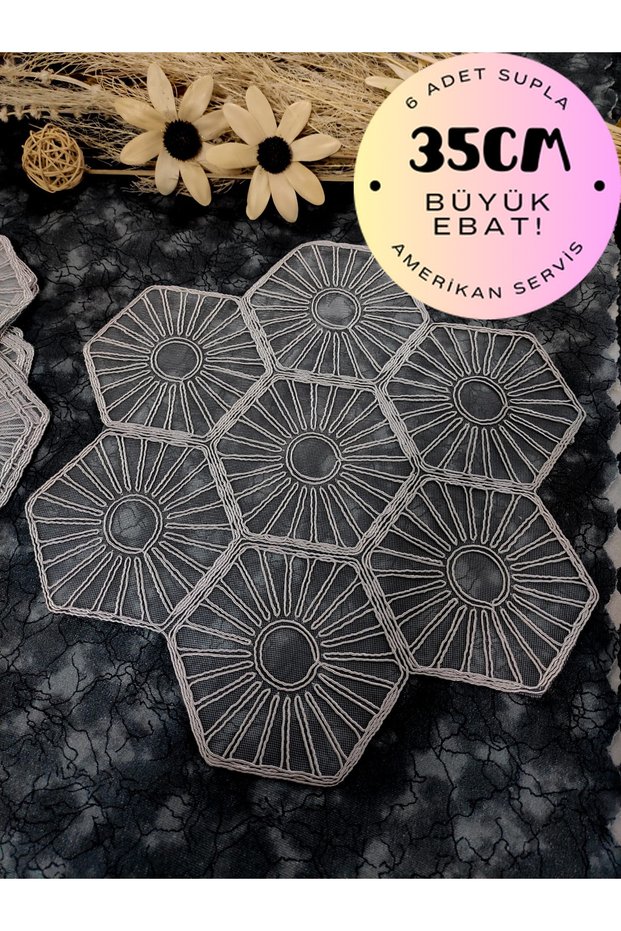 Supla, Gray Color American Service Set, 6 Pieces Supla, 6 Pieces Supla, 6 Pieces Plate Mats
