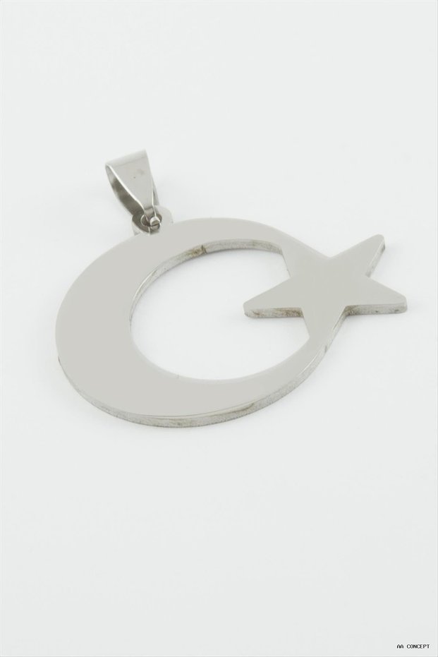 CONCEPTA Crescent Moon and Star Steel Pendant 2.5 cm (212343) Silver Color