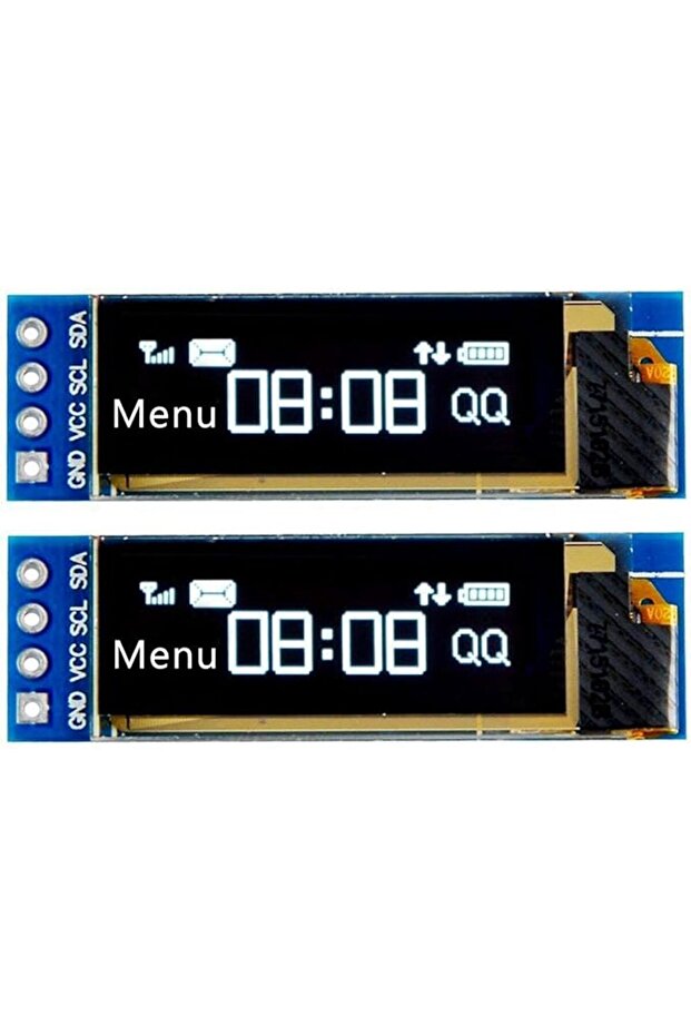 قطعتان من وحدة عرض OLED I2C مقاس 0.91 بوصة، شاشة OLED I2C تعمل بجهد 3.3 فولت إلى 5 فولت تيار مستمر لأردوينو - أبيض