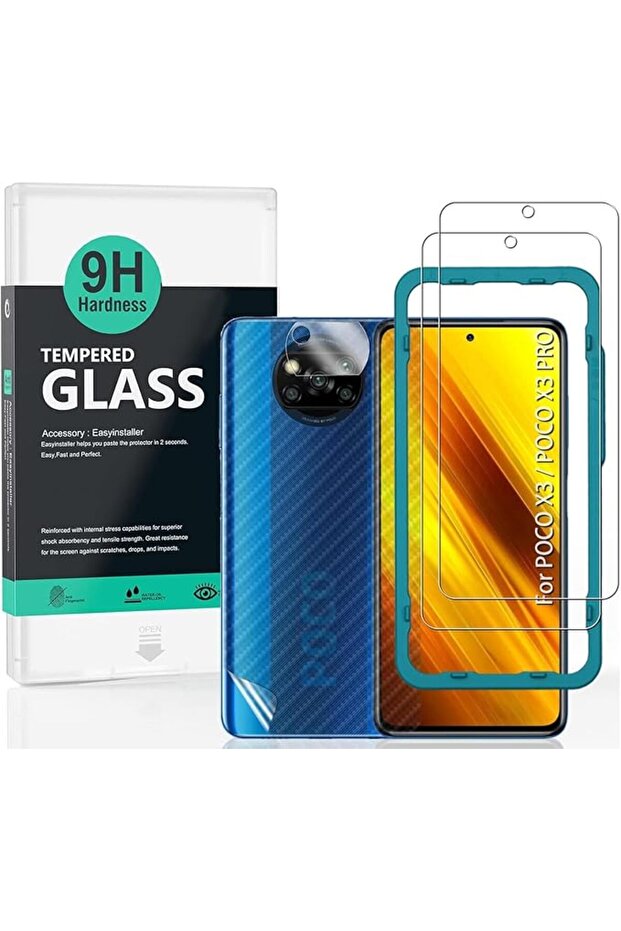 واقي شاشة لهاتف Xiaomi Poco X3/X3 Pro مقاس 6.67 بوصة، عبوة من قطعتين من الزجاج المقسى بصلابة 9H، مع قطعة واحدة