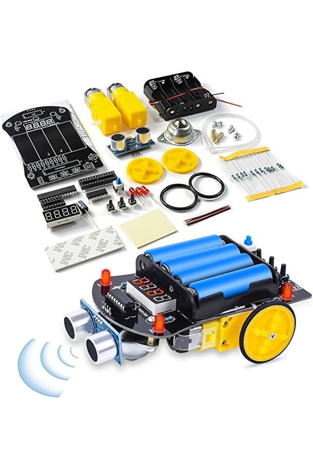 Soldering Practice Kit, Obstacle Avoidance Smart Car, Ultrasonic Ranging DIY Soldering Project Kit B