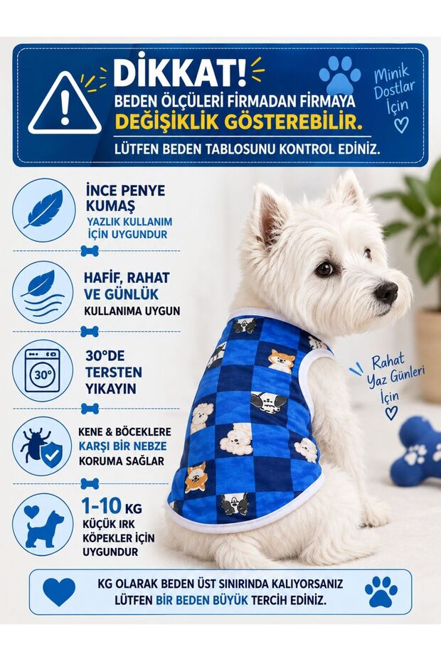 Small Breed Blue Funny Dog Undershirt Cat Undershirt Dog Outfit (1-10kg)