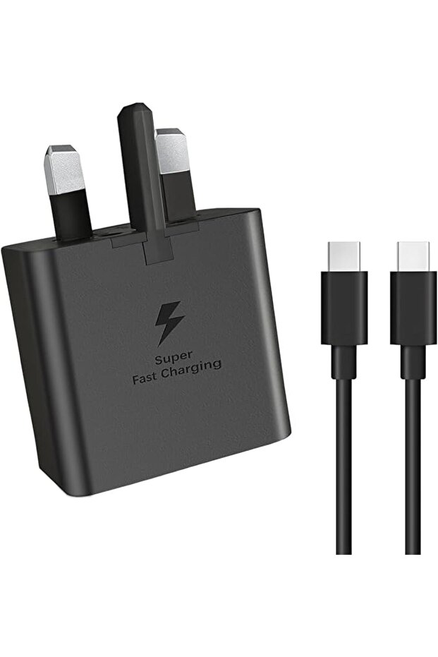 شاحن من النوع C بقدرة 25 واط - شاحن فائق السرعة مع محول حائط USB C وكابل USB-C إلى USB-C بطول 1 متر، متوافق