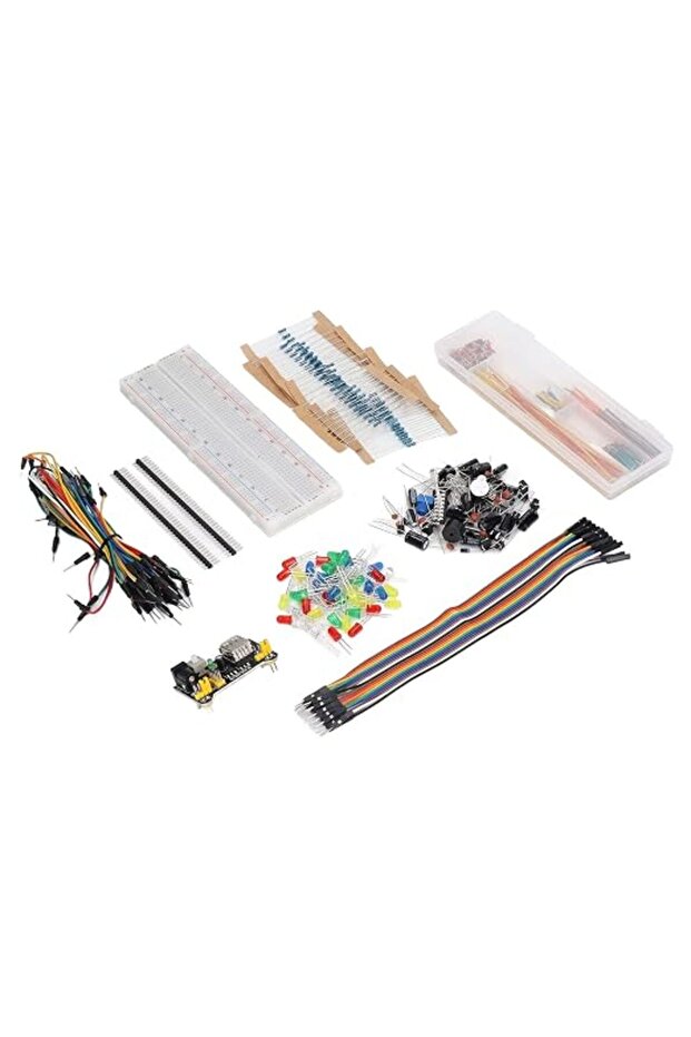 Electronics Component Kit 400+ Pieces Breadboard Compatible Starter Set with USB Power Modul