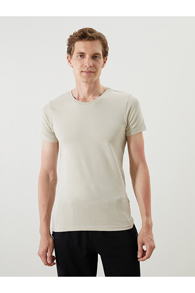 Nevavm Oval Collar Short Sleeve Men's Undershirt with Difference