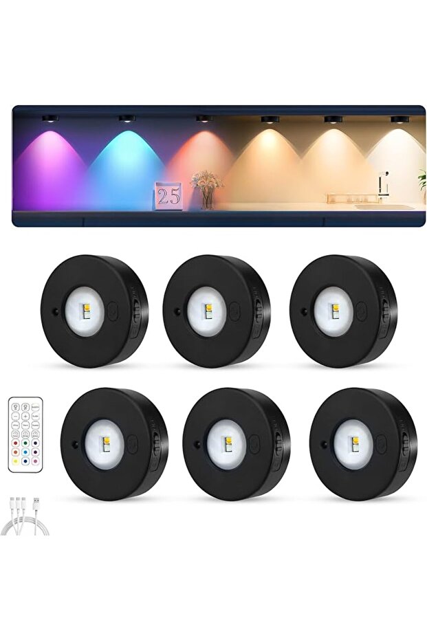 إضاءة LED قابلة لإعادة الشحن للخزائن، أضواء RGB لاسلكية تعمل بـUSB، إضاءة للرفوف تعمل بالبطارية