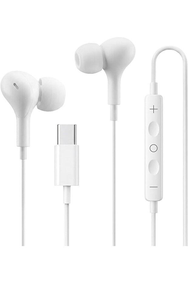 سماعات أذن سلكية USB-C مع ميكروفون وأزرار تحكم مدمجة