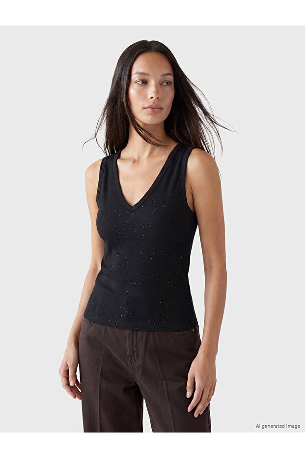 Nevavm V-Neck Glittery Women's Undershirt with a Difference