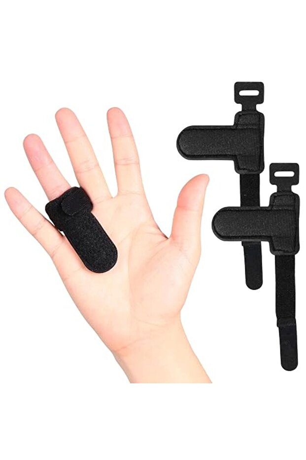 دعامة إصبع الإبهام المزدوجة (عبوة من قطعتين) - دعامة دعم لتقويم الأصابع الوسطى والخنصرية والمؤشرية والإبهامية والصغيرة