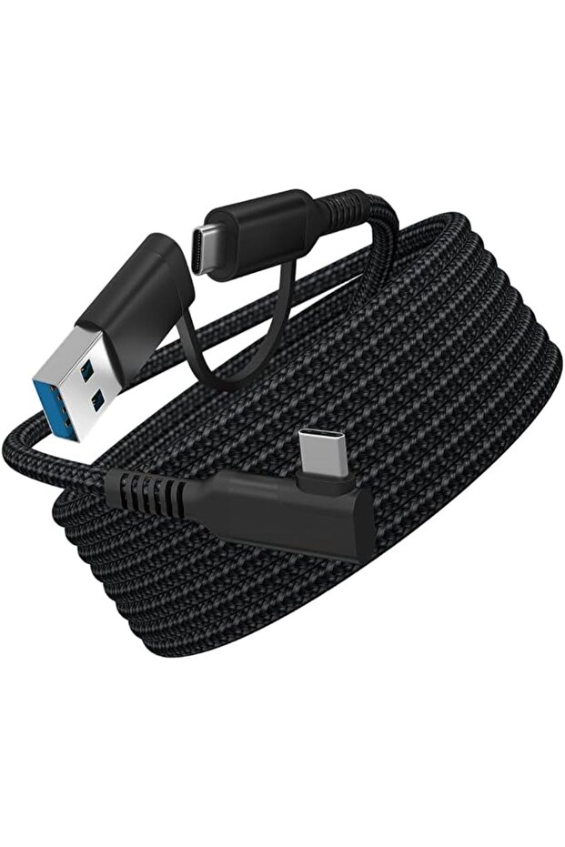 كابل ربط لسماعات الواقع الافتراضي، متوافق مع Qculus Quest، كابل 2 في 1 من النوع C/USB إلى USB C، 6