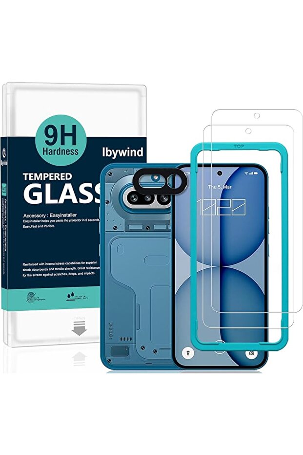 واقي شاشة لهاتف Nothing Phone (4a) 5G، عبوة من قطعتين، زجاج مقوى بصلابة 9H مع حماية لعدسة الكاميرا