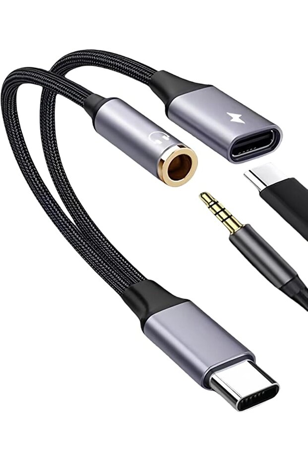 محول USB C إلى مقبس 3.5 ملم وشاحن 2 في 1، محول USB Type C إلى مدخل صوت Aux مع شحن سريع PD بقوة 15 واط، C