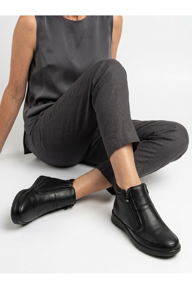 Artı-Artı20/Dr-2026 Genuine Leather Women's Daily Orthopedic Black Mother Boots