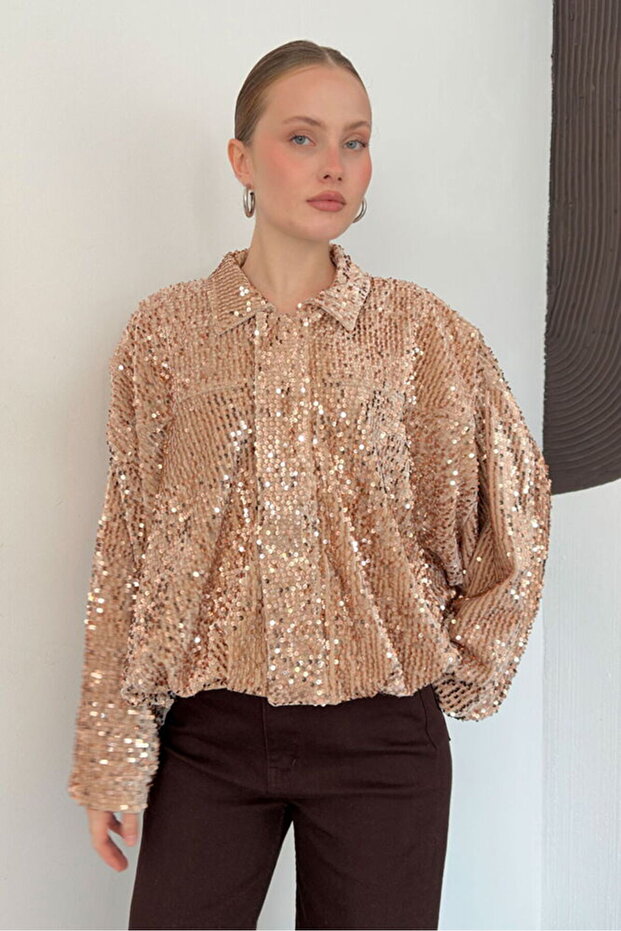 Sequin Velvet Coat - Stone | F2026