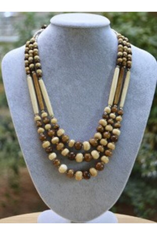 Real Bone Ethnic Tibetan Design Necklace - Brown -