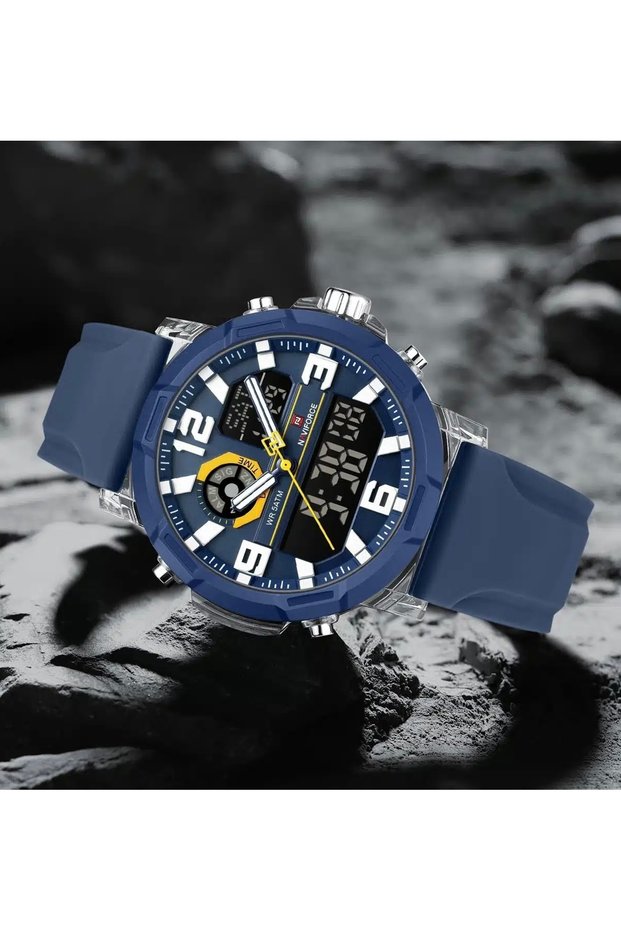 Men's Wristwatch Sport Stylish Digital Analog Led Light Steel Band Boxed Packed in Bag