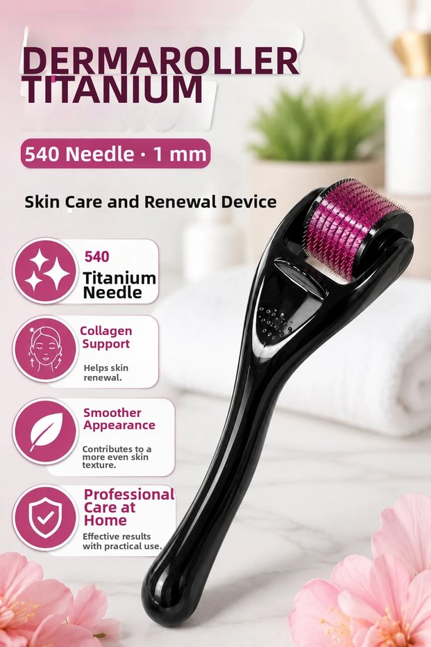 Dermaroller Titanium 540 Needle 1 mm Skin Care and Renewal Device