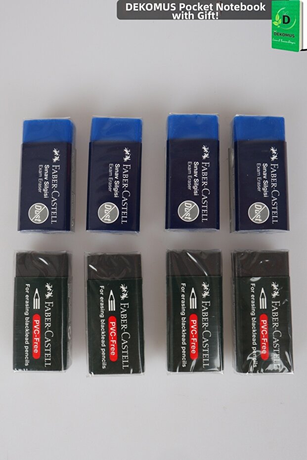 Original Faber-Castell 4 Pieces Exam Eraser and 4 Pieces Black Eraser Pvc Free Set