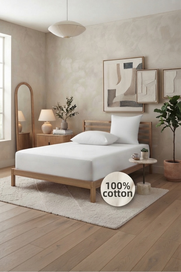 100% Cotton King Size Elastic Sheet Set 180X200+/30 Open Size 240X260 cm Dowry Bedding Set