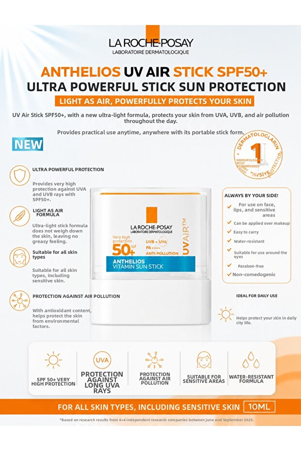 Anthelios Uv Air Spf50+ Stick 10 ml - Stick That Provides Very High Protection