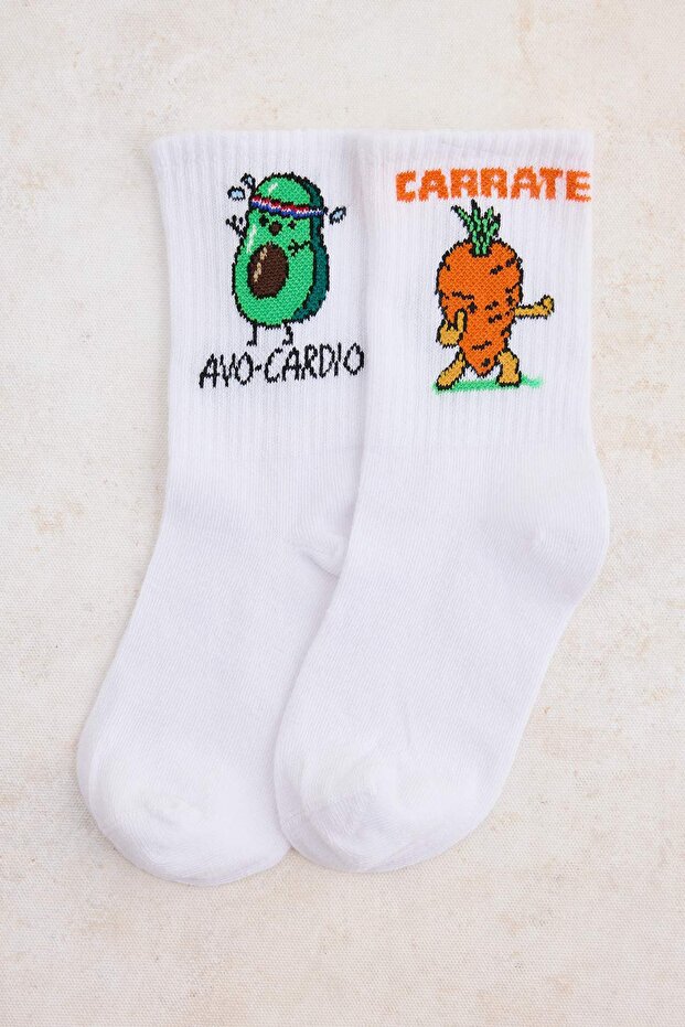 White Unisex 2-Piece Socks Tkdaw27Co00005