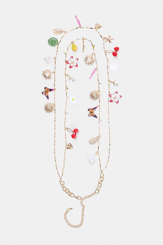 Gold Double Use Charm Necklace and Waist Chain Women's Belt Takss26Ke00058