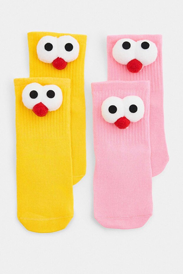 Yellow Pink Girls' 2-Piece Socks Tkdaw27Co00009