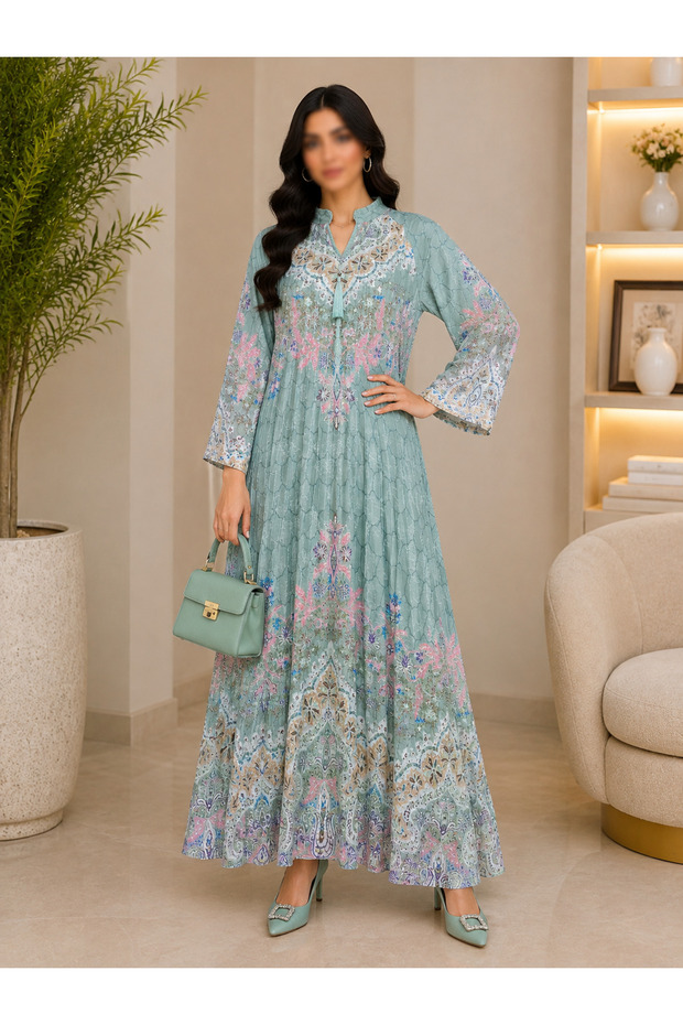 جلابية نسائية طويل بتصميم أنيق وانسيابي