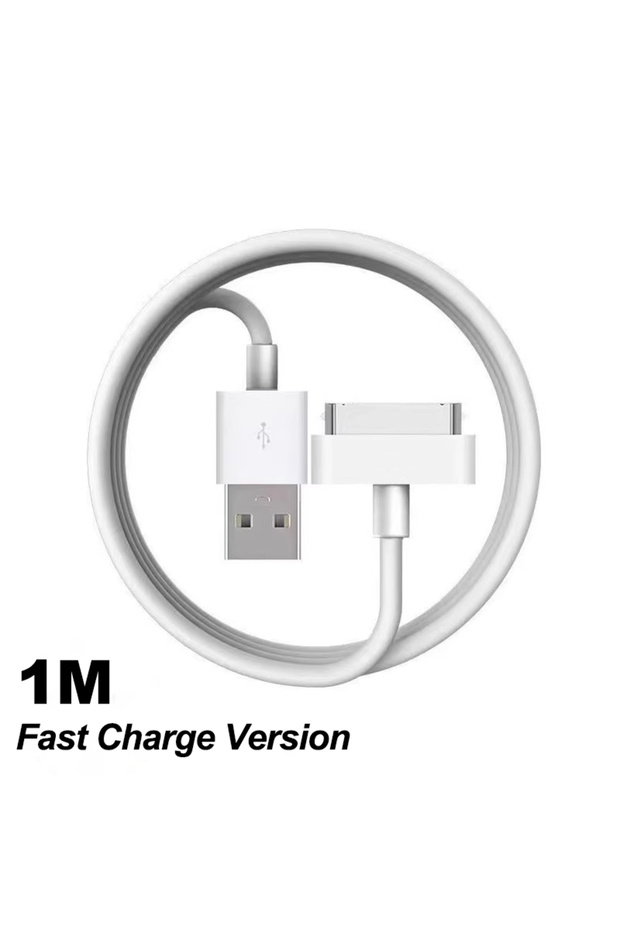 قطعتان من كابل USB بطول 1 متر و30 دبوس للشحن السريع لأجهزة آيفون 4S و4 و3GS و3G وآيباد 1 و2 و3 وآيبود نانو وآي تاتش 30