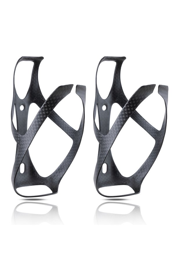 Matte Black 2Pieces HUALONG No Logo 3K Carbon Fiber Bicycle Water Bottle Cage MTB Road Gravel Bike W