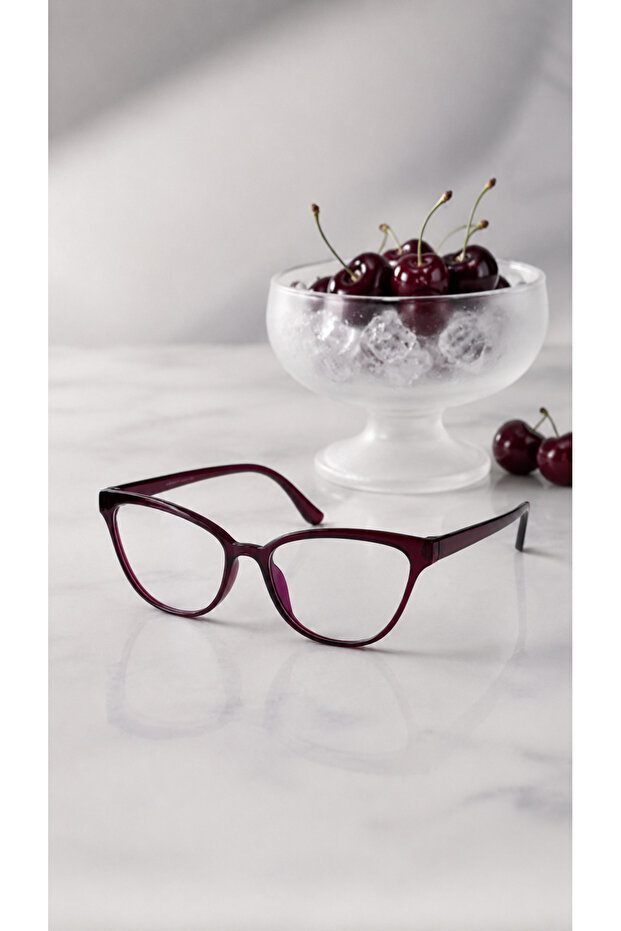 Astro- Blue Light Protection Burgundy Glasses Cat Eye Optically Compatible (Can Change Glass) 50 Retainer Screen Glasses