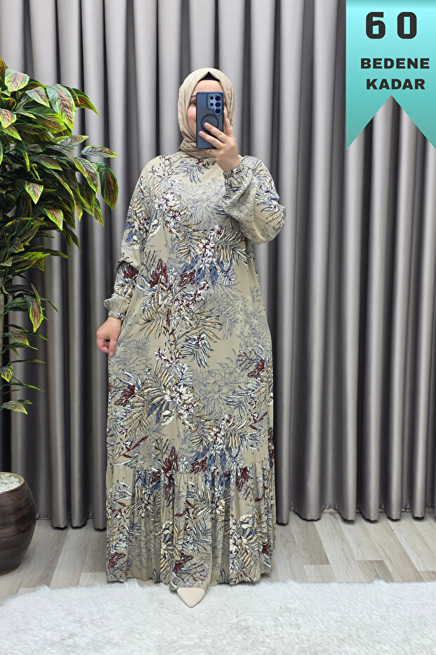 Women's Hijab Clothing Plus Size Palm Ruffle Dress