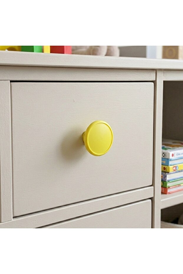 Children's Room Single Button Furniture Handle Diameter 55 mm Yellow