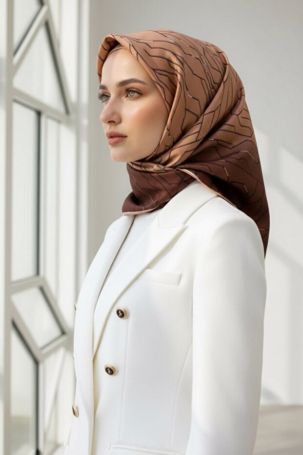Copper-1 Digital Pattern Tivil Silk Scarf 6246-0015