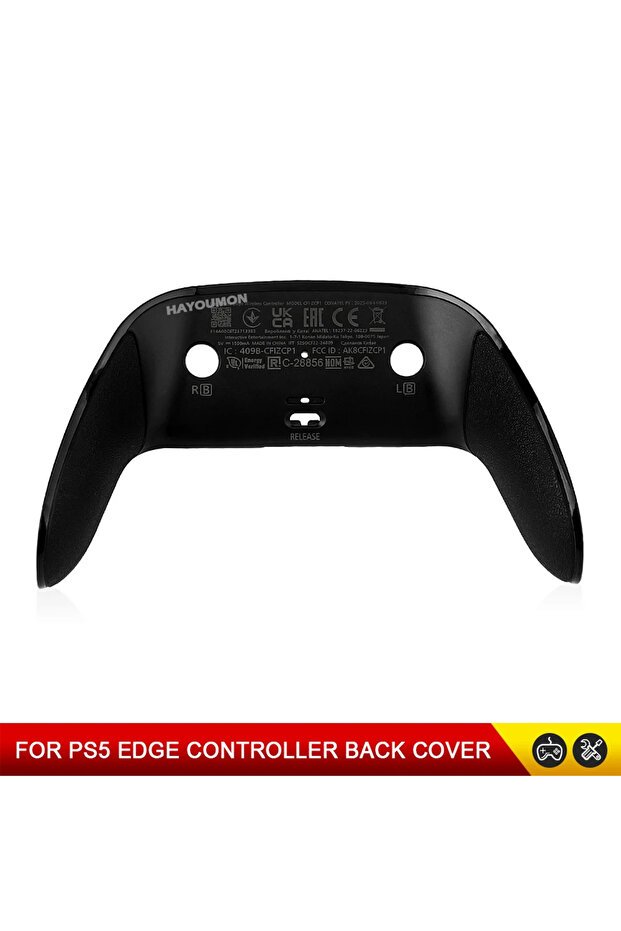 BLACK Replacement Back Case For PS5 Dualsenses Edge Controller Housing Back Shell Compatible with PS