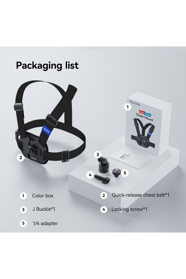 Quick-relarse Chest TELESIN Chest Strap Mount Waistcoat Belt Mount for GoPro Hero 13 12 11 10 9 8 7