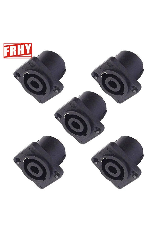 Square 5 Pack 4-Pole Round Panel Mount Twist Lock Speaker Connectors - Compatible with Neutrik Speak