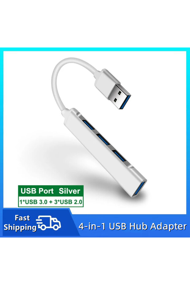 USB Silver USB & TYPE-C HUB 4 Port Multi USB Splitter Adapter USB 3.0/2.0 4-in-1 Hub Adapter For La