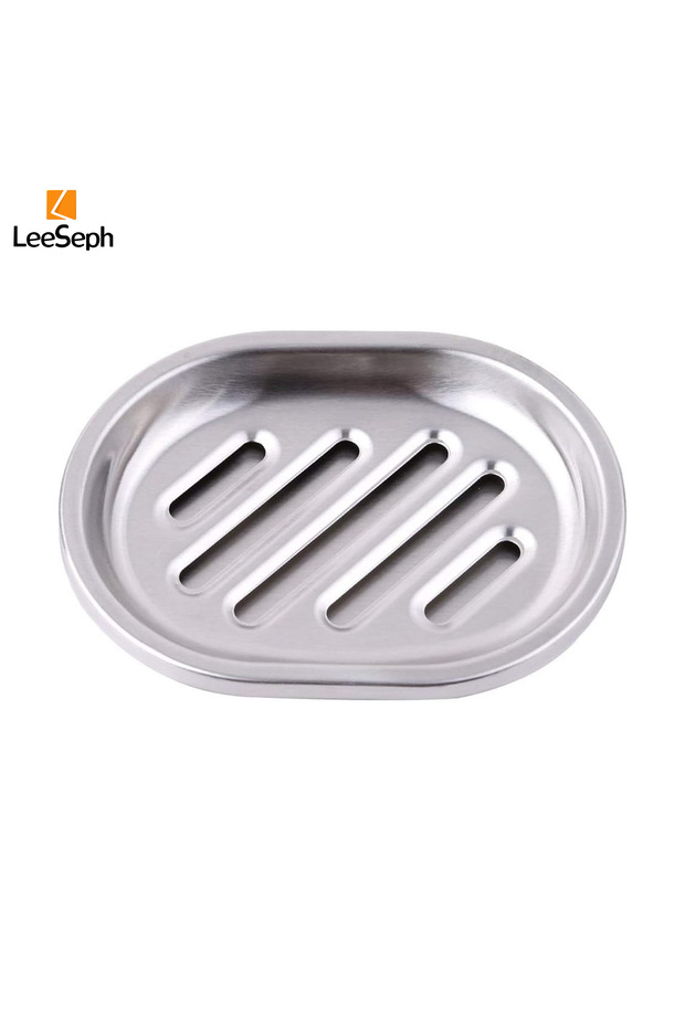 Silver Leeseph Stainless Steel Soap Holder, Soap Dish Tray, Kitchen Bathroom Sink Countertops to Sto