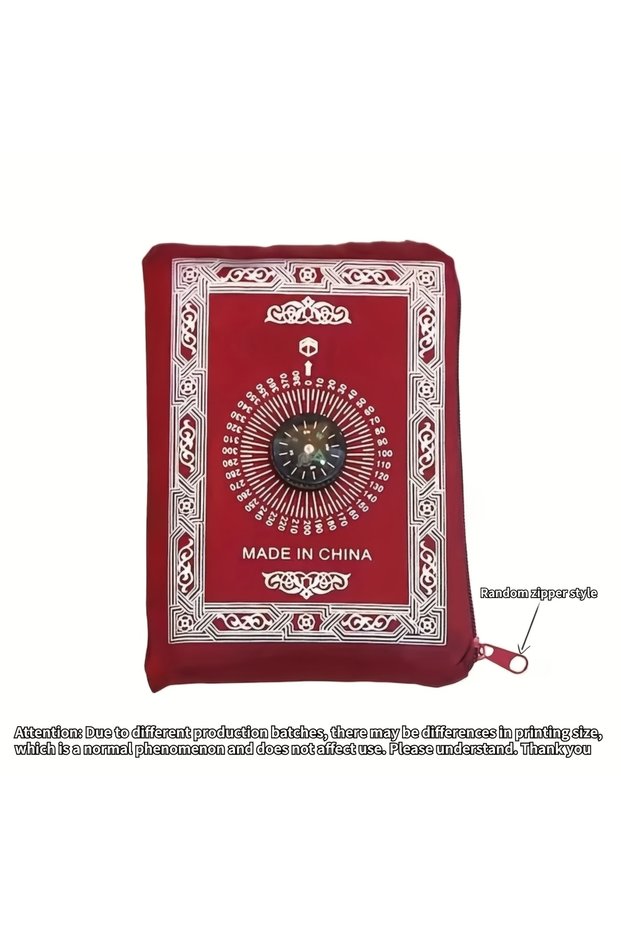 Red Portable Prayer Rug Waterproof Muslim Travel Prayer Mat with Compass, Lightweight Islamic Gift f