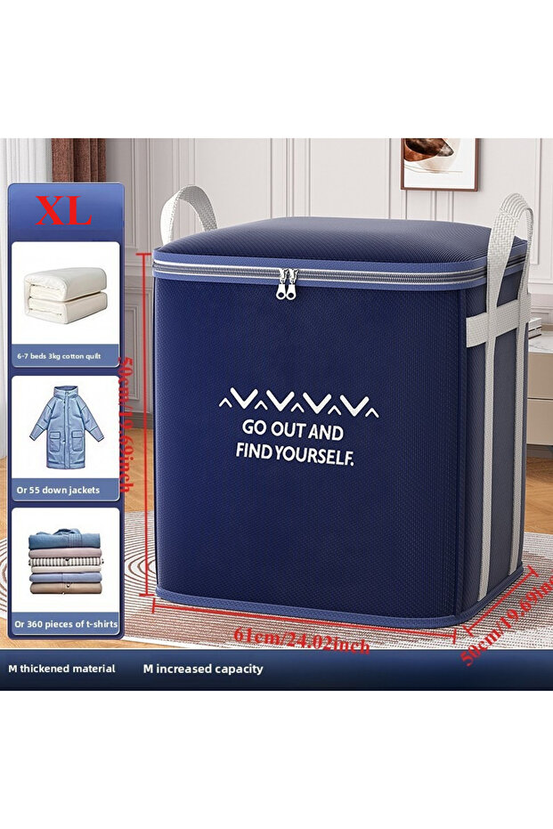 dark blue-XL Extra Large Handle Clothes Storage Bag Organizer with Reinforced Handle for Blanket Com