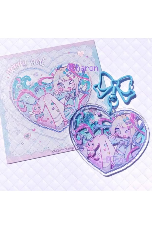 B Game NEEDY GIRL OVERDOSE Rain Ame KAngel Cosplay Keychain Acrylic Key Chain Cartoon Figure Heart P