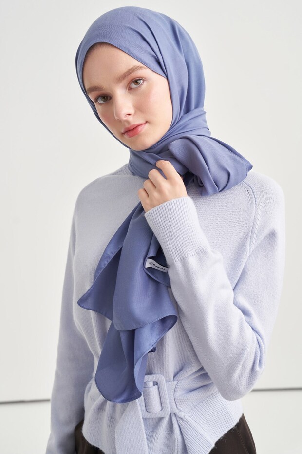 Blue Double Sided Silk Denim Slub