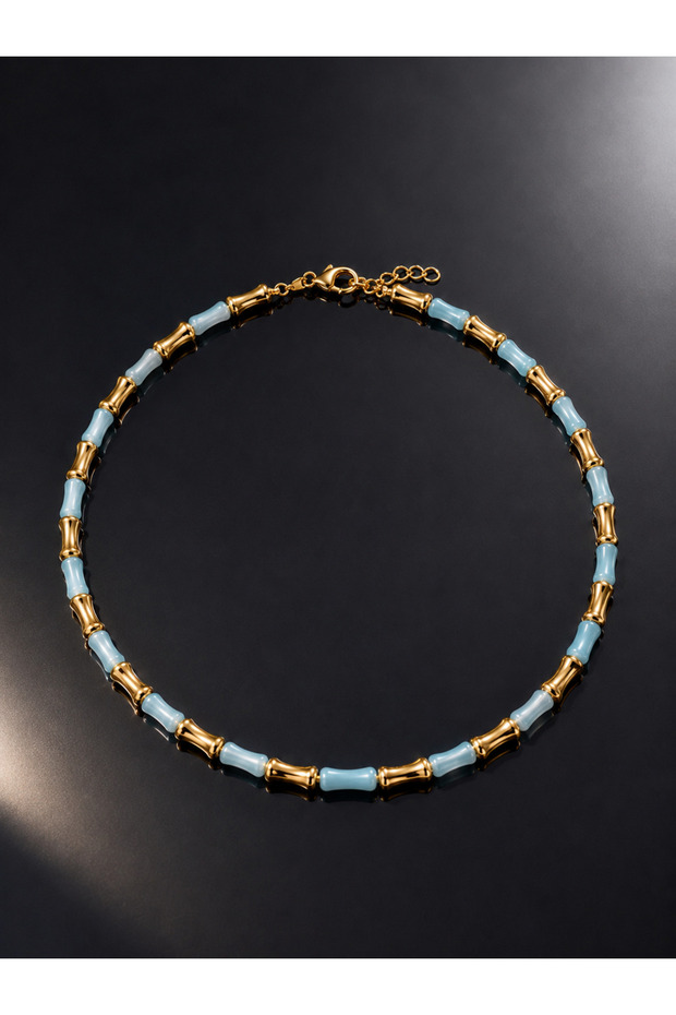 Silva Blue Pipe Bead Necklace