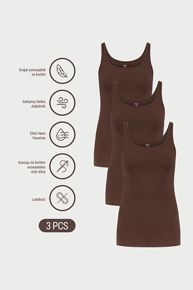 Women's Deep Neck Cotton Modal Basic Undershirt 3-Piece - Softfit