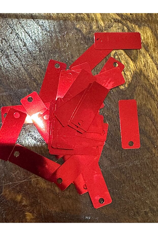 3x1 cm, 50 Pieces Laser Cut Sequin, Red