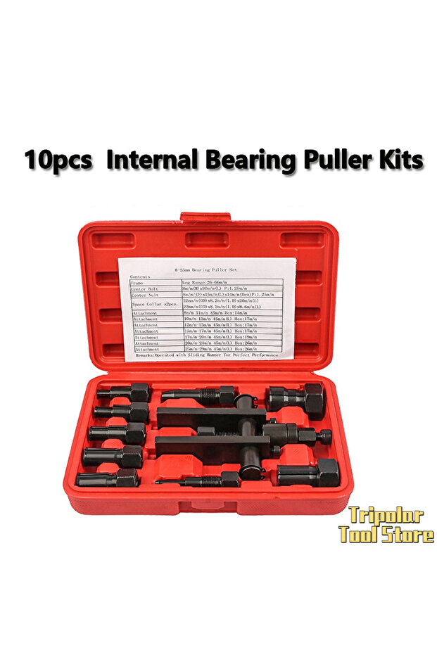 10pcs Motorcycle Bearing Puller Kit Two-Jaw Bearing Removal Tool Puller Extractor Bearings with Box